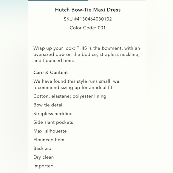 Anthropologie x Hutch Bow-Tie Maxi Dress Size 10 NWT - Picture 4 of 14